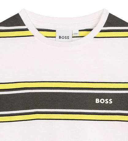 BOSS T-shirt - Hvid/Armygrøn m. Gul