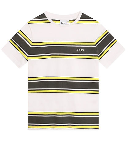BOSS T-shirt - Hvid/Armygrøn m. Gul