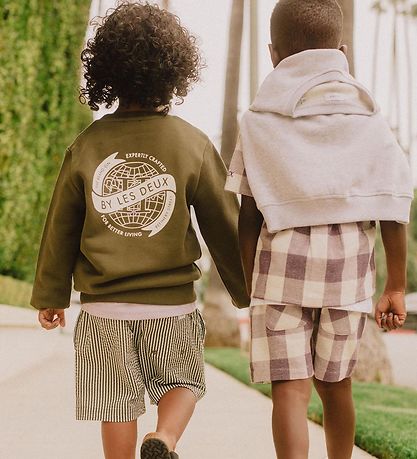 Les Deux Badeshorts - Stan Stripe - Olive Night/Ivory