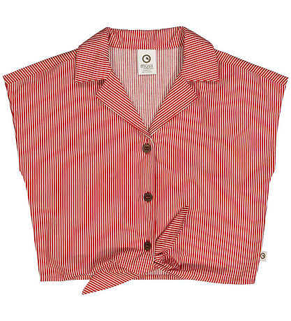 Müsli Skjorte - Poplin Stripe Crop - Balsam Cream/Apple Red