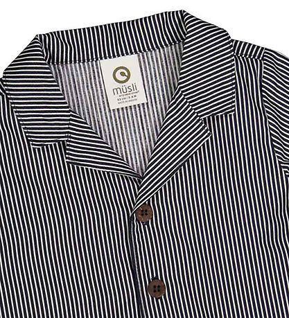 Müsli Skjorte - Poplin Stripe - Balsam Cream/Night Blue