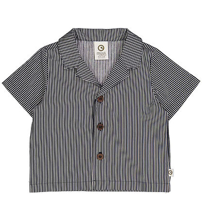 Müsli Skjorte - Poplin Stripe - Balsam Cream/Night Blue