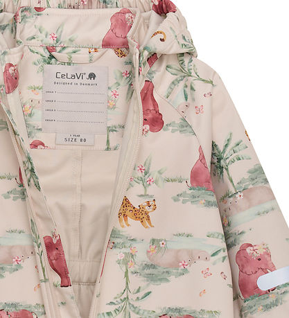 CeLaVi Softshelldragt - Brandied Apricot/Rosa m. Elefanter
