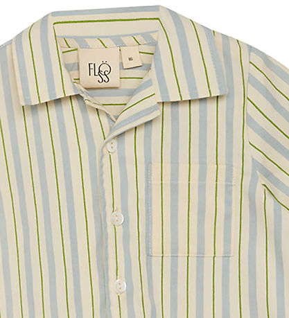 Flöss Skjorte - Bobby - Blue/Green Stripe