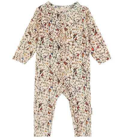 Mikk-Line Heldragt - Uld/Bambus - Off-White m. Print