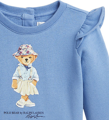 Polo Ralph Lauren Sweatshirt - Lyseblå m. Bamse/Flæser
