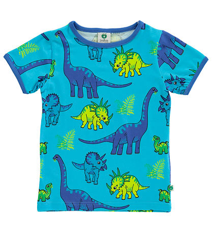 Småfolk T-shirt - Blue Atol m. Dinosaur