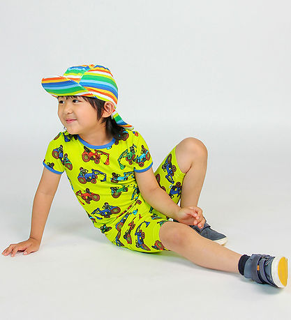 Småfolk T-shirt - Bright Green m. Traktorer