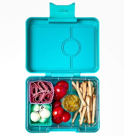 Yumbox Madkasse m. 3 Rum - Bento Snack - Misty Aqua/Rainbow