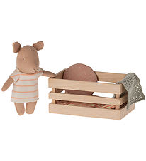 Maileg Gris - Baby Pige i Trækasse - Rosa