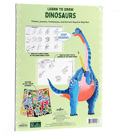 Eeboo Malebog - Lær At Tegne - Dinosaurer