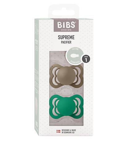 BIBS Supreme+ Pacifiers - Size 1 - 2-Pack - Symmetrical - Dark O