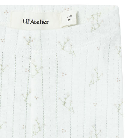 Lil' Atelier Leggings - NbfRachello - Coconut Milk m. Blomster