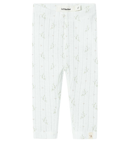 Lil' Atelier Leggings - NbfRachello - Coconut Milk m. Blomster