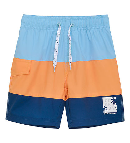 Color Kids Badeshorts - Tangerine/Lyseblå/Navy