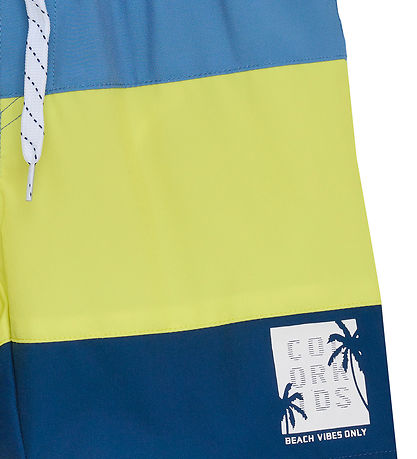 Color Kids Badeshorts - Støvet blå/Limelight/Navy