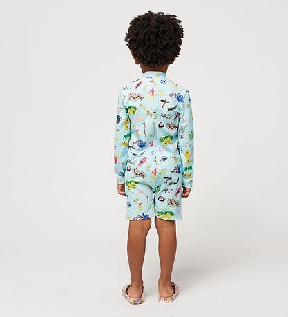 Bobo Choses Badeheldragt - UV50+ - Rib - Funny Insects - Aqua Bl