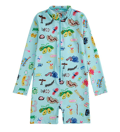 Bobo Choses Badeheldragt - UV50+ - Rib - Funny Insects - Aqua Bl