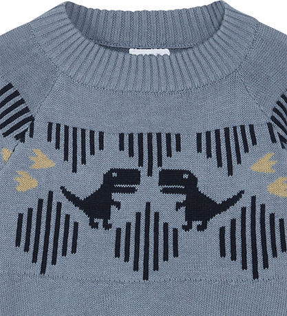 Hust and Claire Bluse - Strik - Porter - Faded Blue m. Dinosaure