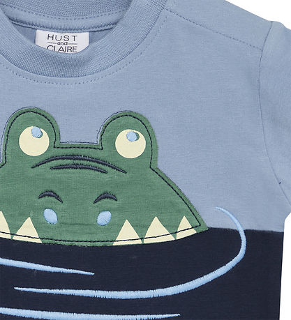 Hust and Claire T-shirt - Arthur - Faded Blue m. Krokodille