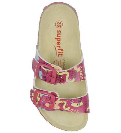 Superfit Sandaler - Fussbettpantoffel - Pink m. Print