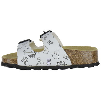 Superfit Sandaler - Fussbettpantoffel - Hvid/Sort m. Print