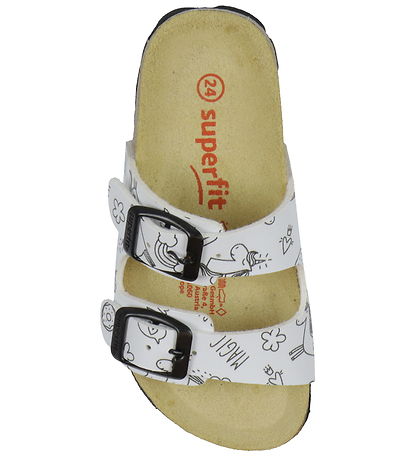 Superfit Sandaler - Fussbettpantoffel - Hvid/Sort m. Print