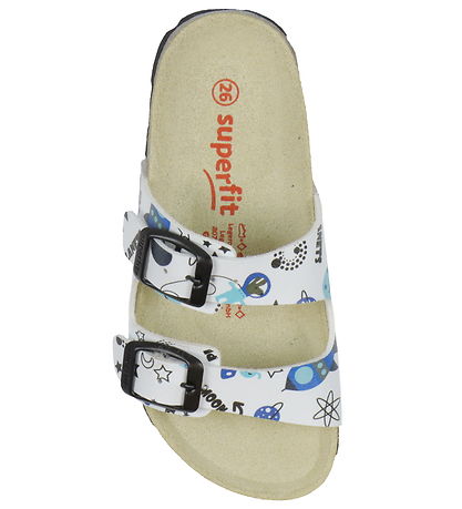 Superfit Sandaler - Fussbettpantoffel - Hvid/Blå m. Rumtema