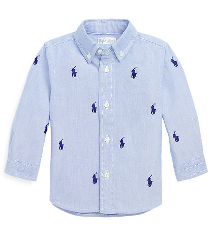 Polo Ralph Lauren Skjorte - Lyseblå/Navy m. Logoer