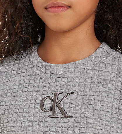 Calvin Klein Kjole - Jacquard Quilted - Light Grey Heather
