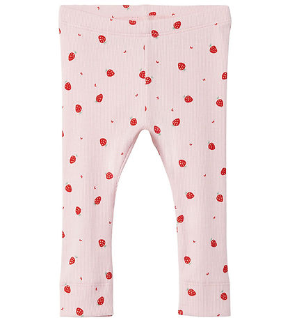Name It Leggings - Rib -  NbfDabua - Parfait Pink m. Jordbær