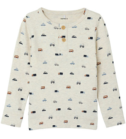 Name It Bluse - Rib - NmmDabu - Peyote Melange m. Køretøjer