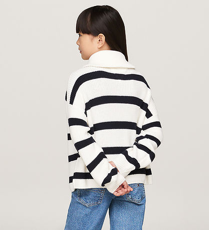 Tommy Hilfiger Bluse - Strik - Half Zip - Blue Stripe