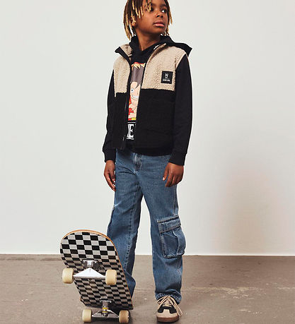 Name It Vest - NkmLaket Teddy - Black/Pure Cashmere