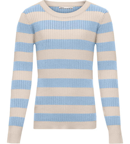 Kids Only Bluse - Strik - KogKarol - Birch/Cashmere Blue