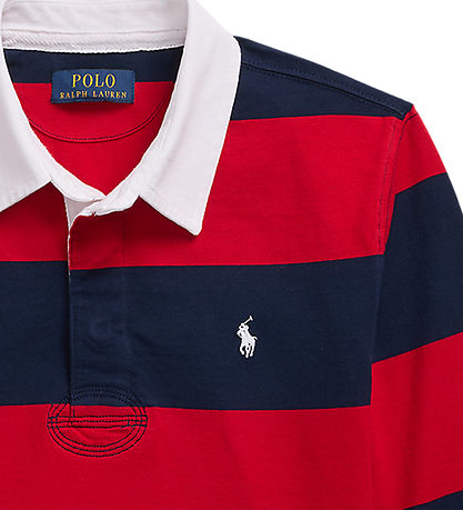 Polo Ralph Lauren Polobluse - Rugby - Rød/Navystribet