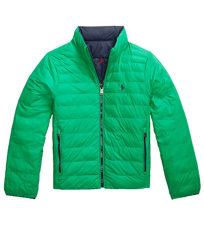 Polo Ralph Lauren Dynejakke - Vendbar - Grøn/Navy m. Logoer
