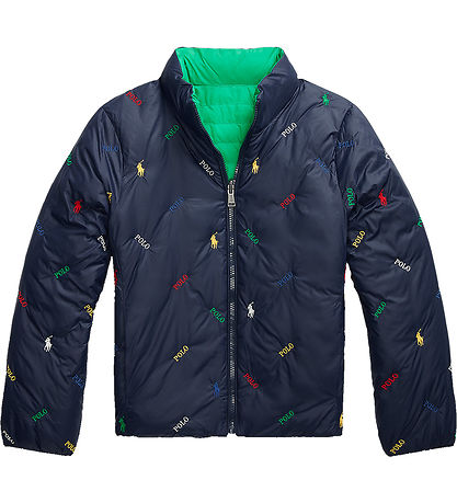 Polo Ralph Lauren Dynejakke - Vendbar - Grøn/Navy m. Logoer