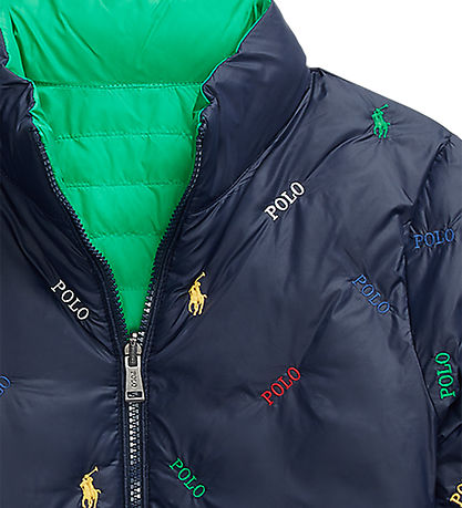 Polo Ralph Lauren Dynejakke - Vendbar - Grøn/Navy m. Logoer