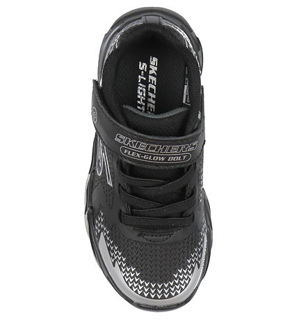Skechers Sko m. Lys - Flex-Glow Bolt - Black/Silver