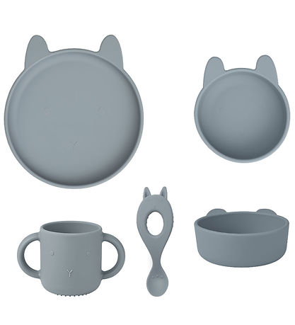 Liewood Spisesæt - Silikone - 4 Dele - Vivi - Rabbit Sea Blue