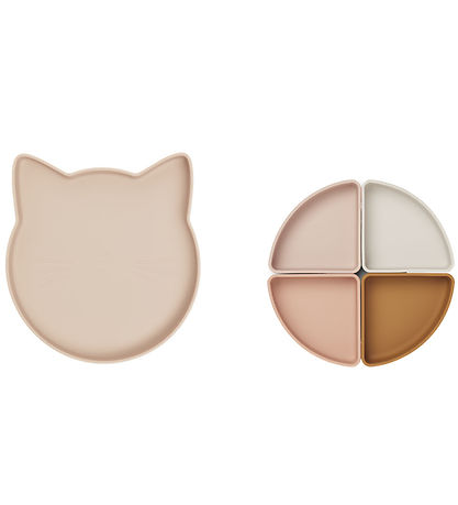 Liewood Tallerken - Arne - Silikone - 4 Rum - Cat Rose Multi Mix