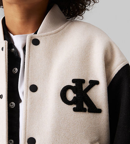 Calvin Klein Jakke - Heather Varsity - Oatmeal Heather/Sort