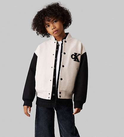 Calvin Klein Jakke - Heather Varsity - Oatmeal Heather/Sort