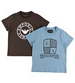 Emporio Armani T-shirt - 2-pak - Blå/Brun m. Print