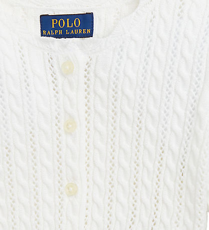 Polo Ralph Lauren Cardigan - Strik - Hvid m. Hulmønster