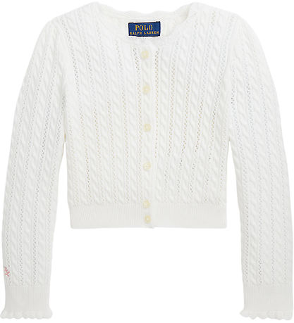 Polo Ralph Lauren Cardigan - Strik - Hvid m. Hulmønster