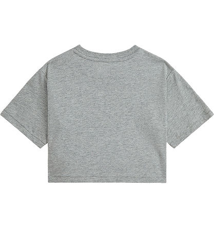 Polo Ralph Lauren T-shirt - Cropped - Gråmeleret m. Print