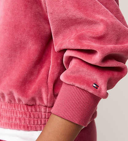 Tommy Hilfiger Hættetrøje - Velour - Script - Heritage Pink