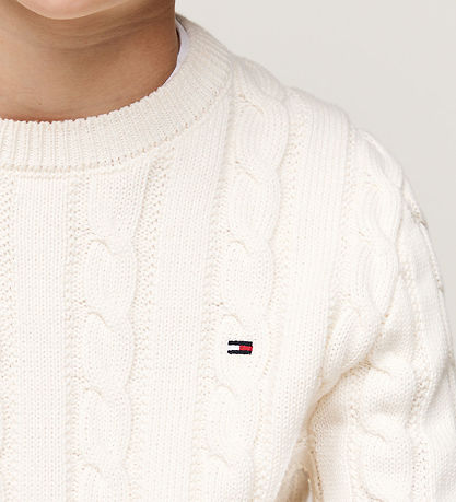 Tommy Hilfiger Bluse - Strik - Essential Reg Cable - Ivory Petal